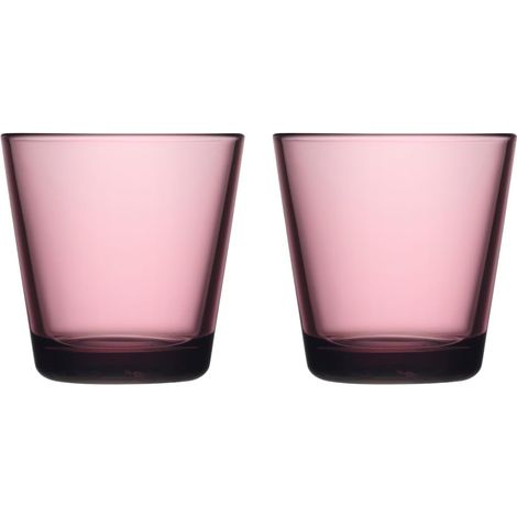 Lot de 2 verres en verre - Couleur rose - Passe au lave-vaisselle - Dimensions (H x l x L) : 8 cm - Volume : 21 cl (1/5)