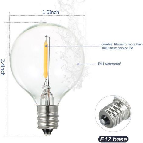 Ampoules LED G40 E12 - Lot 25 230V blanc chaud IP44 - Guirlandes déco maison mariage (1/4)