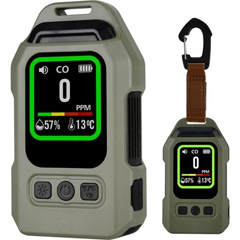 Détecteur de monoxyde de carbone portable 3 en 1, autonomie 300h, alarme intégrée et lampe torche d'urgence, alerte CO pour camping et voyages (1/5)