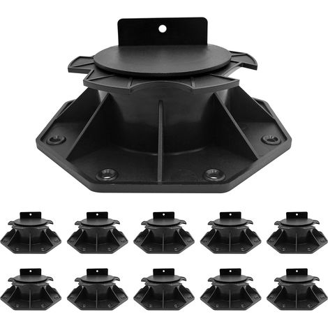 Lot de 10 roulements de piédestal pour terrasse, hauteur réglable 60-140 mm, matériau PP, pour fontaines, terrasses, pavés de cour, jardin, etc (1/5)