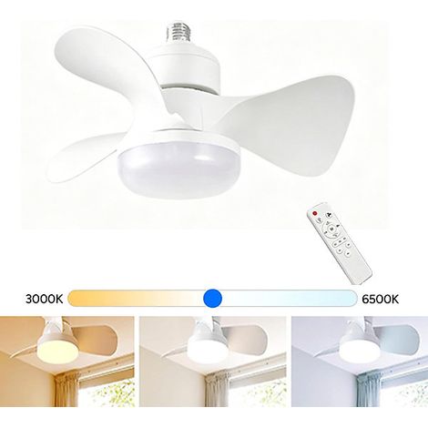 Mini ventilateur de plafond LED avec lumière, 30W, à intensité variable, télécommande, 38x19cm,base non incluse. (1/5)