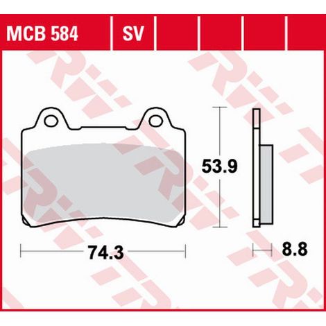 Pastillas de freno TRW ZF KH123 orgánicas para Yamaha FZR 750/1000 Genesis '86-'88, TRX 850 '96-'99, FJ 1200 '91-'95, XJR 1200 '96-'98, XVZ 1300 Royal Star '96-'01, XVZ 1300 Venture Royal '86-'92 (del