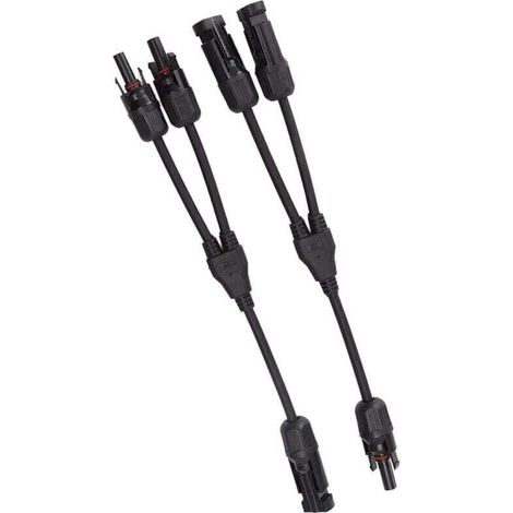 Connecteurs Solaires de Branche en Y, 2 PCS 1 à 2 RéPartiteurs Solaires PV Adaptateur Parallèle CâBle Prise de Fil 1000V DC (Le noir) (1/4)