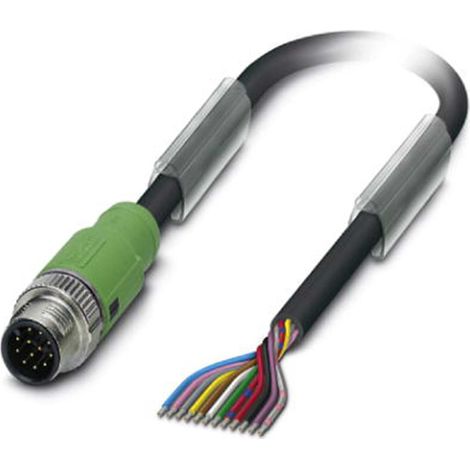 M12 Sensorleitung PVC 12-polig Stift gerade A-Kodierung, Länge 3,0 Meter tiefschwarz RAL 9005, Kabel Außendurchmesser 5,9mm - 1 Stück