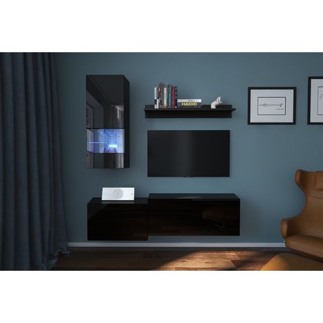 Ensemble meuble TV NEXT 290 AN290-17B-HG20-1B noir brillant 174 cm (1/2)