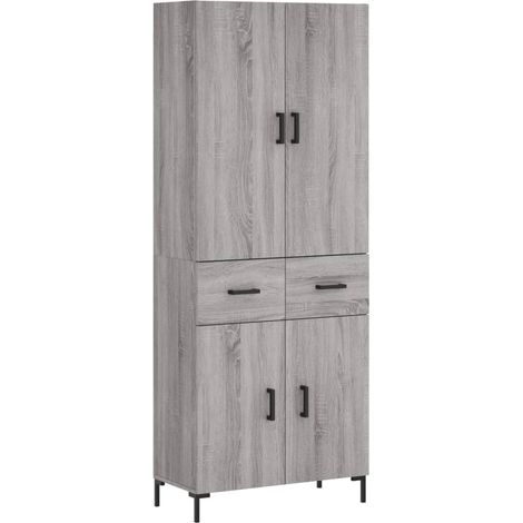 Aparador cajonera mueble almacenaje organizador cocina salón salón alto sonoma 695 x 34 x 180 cm madera de ingeniería gris 020035461