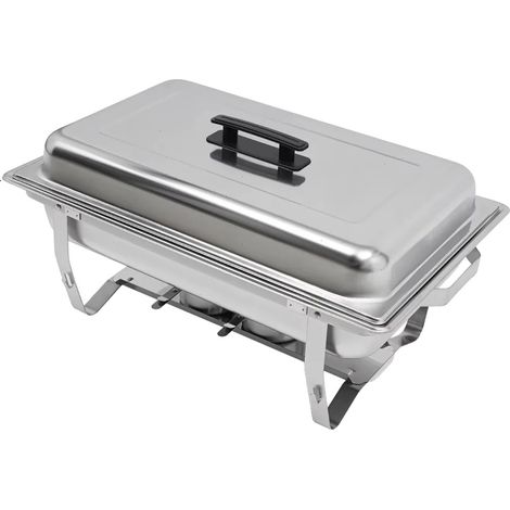 Chauffe-buffet, en acier inoxydable 3 bacs, assemblage facile, Argent (1/2)
