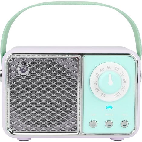 Enceinte Bluetooth rétro - Décoration vintage, enceintes sans fil portable, style rétro mignon, pour cuisine, bureau, fête et extérieur, accessoires kawaii, vert cyan
