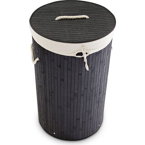 Cesto para la ropa blanca redondo plegable de gran capacidad 65 x 41 cm fácil de transportar estilo natural de bambú beis 130005143 (1/5)