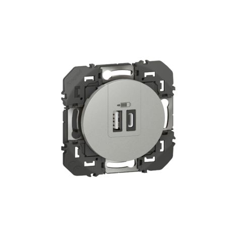 Double prise USB 1 Type-A + 1 Type-C Dooxie 3A finition alu – 600449 – Legrand