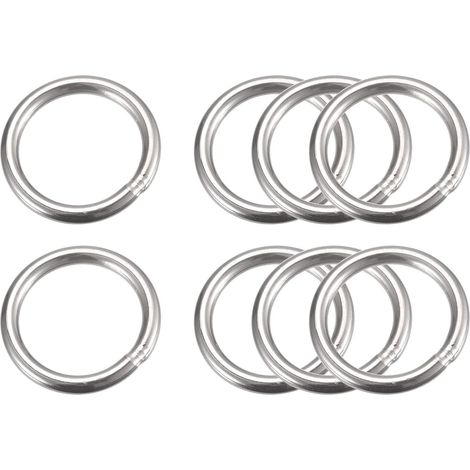 8pcs - Anneau Torique - Acier Inoxydable - Soudé Poli Résistant Corrosion - Suspension Plante Décoration Bagage - Argent - 40x3mm