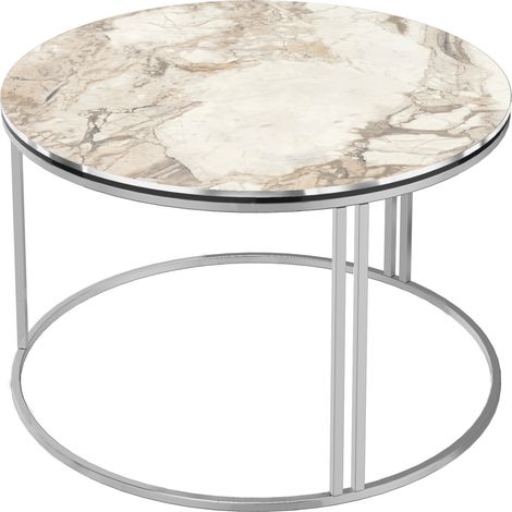 Mesa de centro redonda 50 x 80 cm mármol blanco plateado 030008423 (1/4)