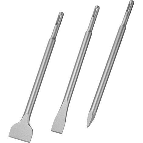 Coffret de burins, ensemble de 3 pièces comprenant un marteau et des forets en acier, 1 burin large, 1 burin plat, 1 burin pointu, tige SDS-Plus, ensemble de burins bêche et grattoir pour carrelage, m (1/5)