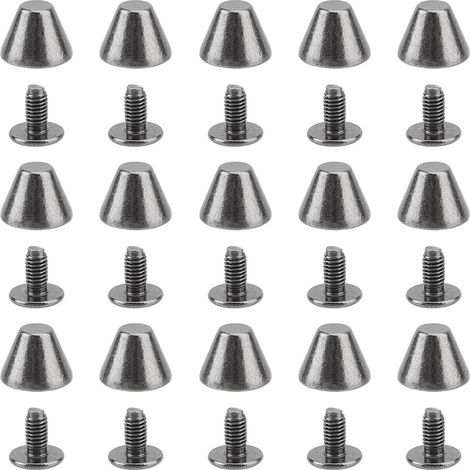 30 lot 10.5mm Rivets pour Sac à Main Pieds de Sac à Main Style Punk Tête Plate Métal Solide Vis Arrière Clous Métalliques pour Maroquinerie Boucle Pointes Vêtements en Cuir Chaussures (1/5)