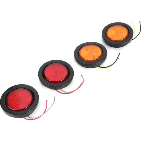 Feux indicateurs LED ronds 2,5 pouces, lot de 4, ampoules 10V-30V haute luminosité pour camion, remorque, poids lourd. (1/5)