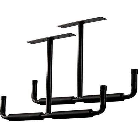 Crochets de rangement de plafond de garage en métal, crochets muraux, crochets utilitaires robustes pour échelle, vélo, bois, outils et articles encombrants (pack de 2, noir) (1/4)