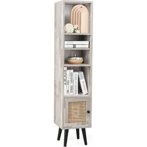 Bathroom Slim Tallboy Storage Dispaly Cabinet with 12-Position Adjustable Shelf (1/5)