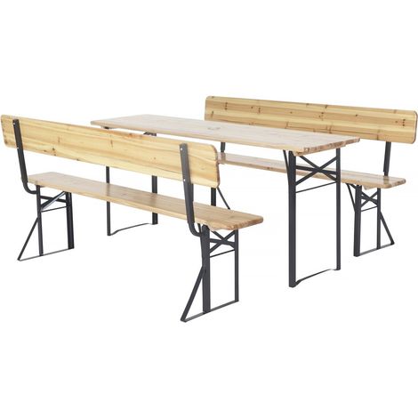 Gartenmöbel-Set "Lisbonne" aus Holz mit Rückenlehne – 180 cm – Braun