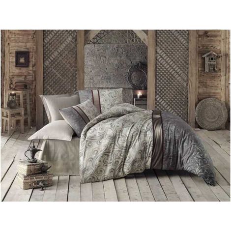 Bettwäsche - 1 Bettbezug 220 x 240 cm + 2 Kissenbezüge 60 x 60 cm - 65% Baumwolle, 35% Polyester - Grau (1/3)