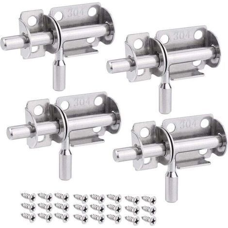 Set of 4 sliding door locks, interior door lock for garden gate, stainless steel sliding door latch, wooden door lock, sliding door lock (1/4)