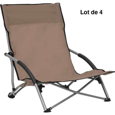 4 Chaises Pliables Basses Marron de camping ou de plage moderne et de qualité
