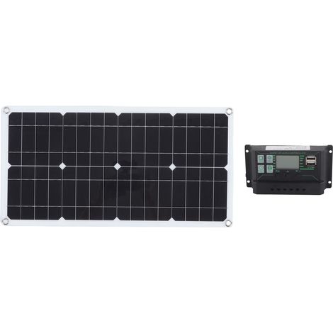 Kit de panneau solaire monocristallin 250 W avec contrôleur de charge 10 A et deux ports USB pour la charge des batteries de camping-cars, voitures et bateaux (1/5)