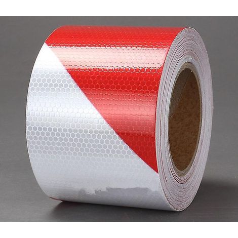 Lot De 2 Bande D'avertissement,bande Rflchissante,bande Rflchissante Autocollante,ruban Adhsif Rflchissant Avertissement,rubalise Rouge Et Blanc (1/4)