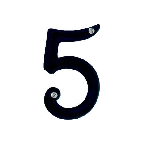 Ouvre&Déco – numéro de porte 5 RUSTIQUE, zamak noir 95mm