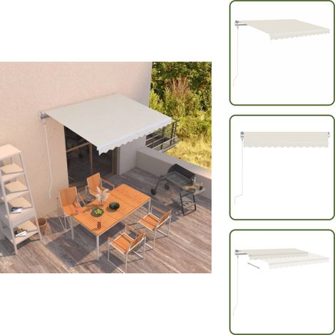 The Living Store Auvent manuel rétractable 350x250 cm Crème - Auvent rétractable (1/5)