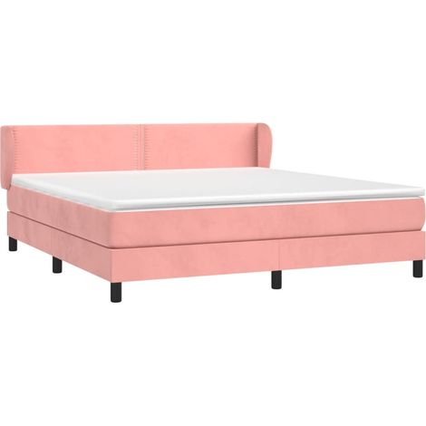 Box Spring Bed with Mattress Pink 160x200 cm Velvet vidaXL (1/4)