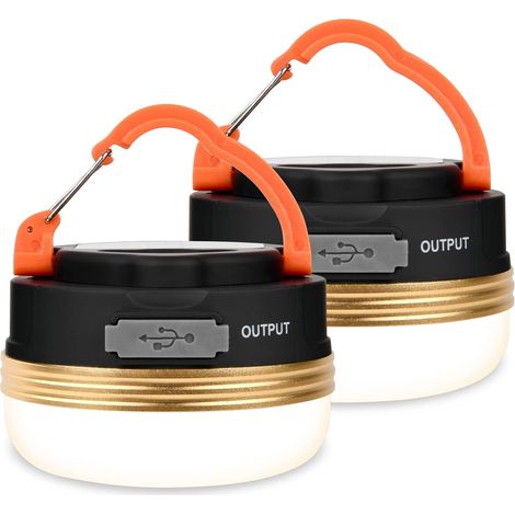 Lampes de Camping LED USB Rechargeables, 2PCS Lumière Tente avec Base Magnétique Tente D'extérieur Portable SOS Light 3 Modes IP43 Étanche pour Randonnée,Pêche,Urgence (1/5)