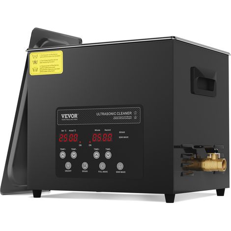 Nettoyeur à Ultrasons Numérique 10 L, Machine de Nettoyage à Ultrasons 240 W, avec Mode Doux et Dégazage Amélioré, avec Chauffage et Minuterie pour Prothèse Dentaire, Bijoux, Outils, Noir (1/5)