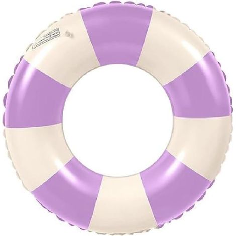 Bouée gonflable à rayures rétro, couleur violette, pour adultes, pour la piscine et la plage, les fêtes aquatiques et les vacances.-AquaForge (1/5)
