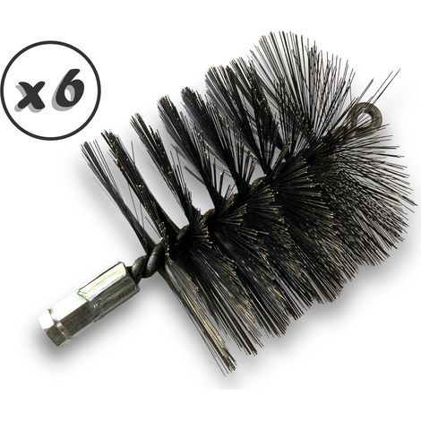 Lot de 6 Brosses à tube PRO ACIER Ø 140 mm Raccord M12175 femelle Ame en acier torsadé Nettoyage brossage tube et canalisation Kibros 41SCA140x6