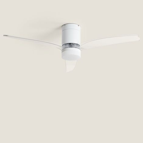 Ventilatore da Soffitto con Luce Silenzioso DC Pale in Legno Leros Trasparente Telecomando Grande (tra 20–30 m²) 132 cm Bianco (1/5)