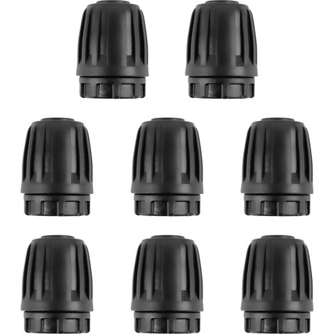 Set mit 8 Verschlusskappen 20 mm für Tropfer, Schlauchadapter, schwarz