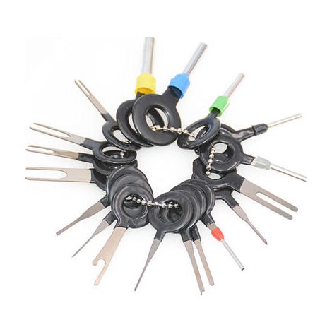 18 Pièces Outil de Déverrouillage de Voiture, Auto Terminals Enlèvement Outil Set, Retrait de Connecteur de Câble de Voiture, Voiture Électrique Câblage a Sertir Connecteur Pin Extracteur Kit (1/3)