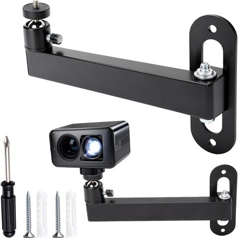 Support mural vidéoprojecteur en métal – Support projecteur réglable avec rotation 360°, bras ±180°, fixation murale universelle 1/4 pouce, support stable pour home cinéma, bureau et salle de classe (1/5)