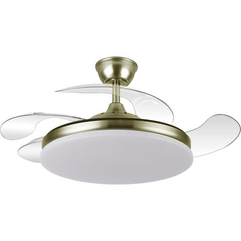 Ventilador de Techo con luz LED Yatek KALA 59W Dorado con Aspas Retráctiles invisibles, Motor DC y Mando a distancia (1/5)