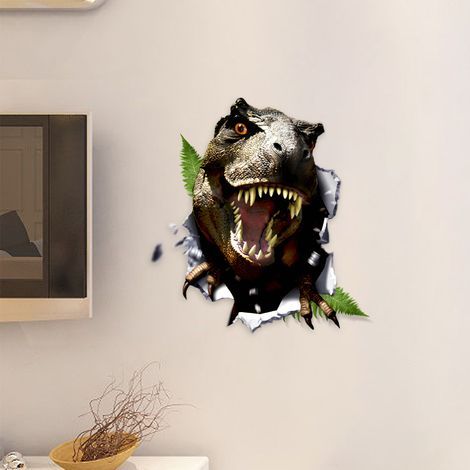 Sticker mural 3D représentant un dinosaure cassé, autocollant, pour salon.