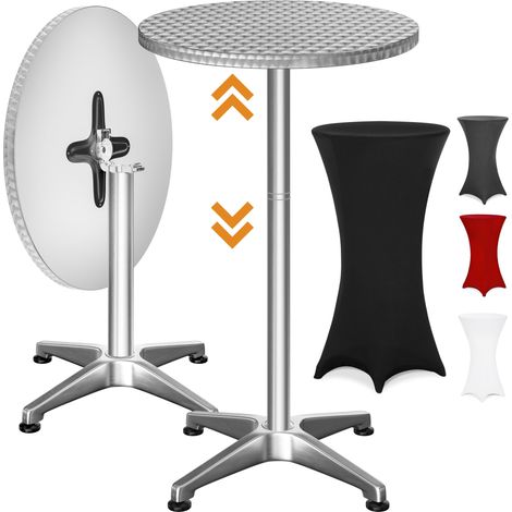 CASARIA® Table Basse Mange debout en Aluminium - Table à Manger et Meuble Cuisine - Hauteur Réglable 70-115 cm, Plateau Pliable 60 cm, 4 Pieds Stables, Résistante aux Intempéries, Housse Incluse Noir