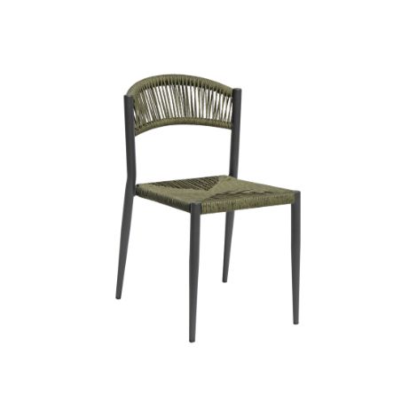 Sedia in alluminio grigio con seduta e schienale twist wicker verde MALIGI HOME MG/ERMIONE Verde (1/2)