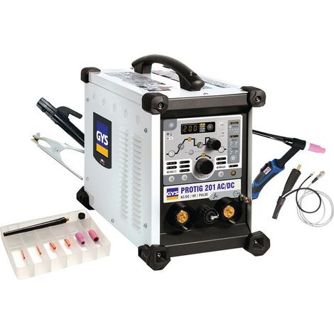 Sistema de soldadura TIG PROTIG 201 AC / DC HF FV con accesorios 10-200 A gasg.GYS