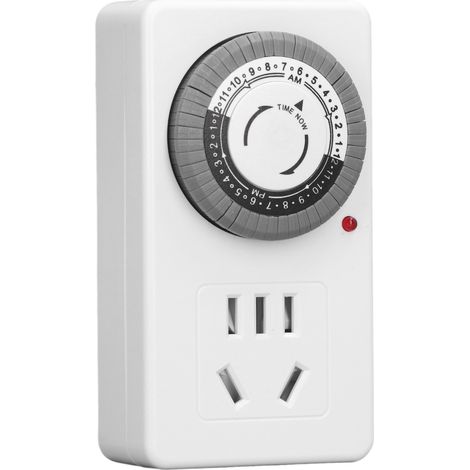 Minuterie mécanique prise 24h interrupteur horaire automatique arrêt PC AU fiche 250V (1/5)