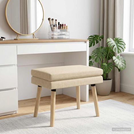 Banc à deux niveaux en tissu crème, assise en mousse, 60 x 40 x 46 cm - PANGIVO (1/5)