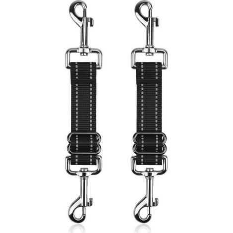 2 clips à double extrémité pour collier de chien,Sangles de connecteur réfléchissantes réglables en nylon pour plus de sécurité (1/4)