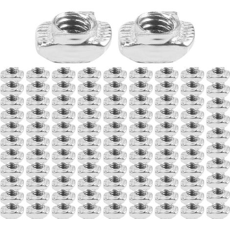 100 écrous marteau M5 acier carbone aluminium connecteur T coulissant (1/5)