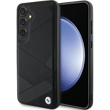 Custodia per Samsung Galaxy S24+ con motivo a linee incrociate in pelle BMW Signature (nera) (1/5)