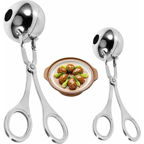 Pinza per polpette in acciaio inossidabile, popolare pinza per gelato per polpette per torte, cucchiaio per biscotti da cucina 2 pezzi (piccolo, grande) (1/4)