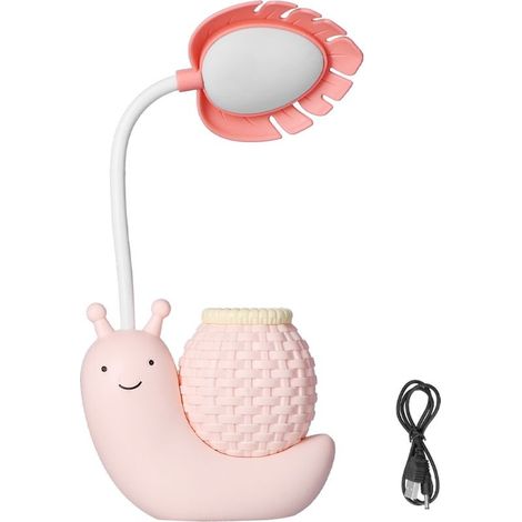 Lampe de bureau LED avec porte-stylo, multifonction, chargement USB, lumière mignonne pour étudiants, enfants, rose (1/5)